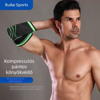 Légáteresztő kompressziós könyökvédő sporthoz, állítható körbefogó rögzítéssel, kültéri súlyemeléshez