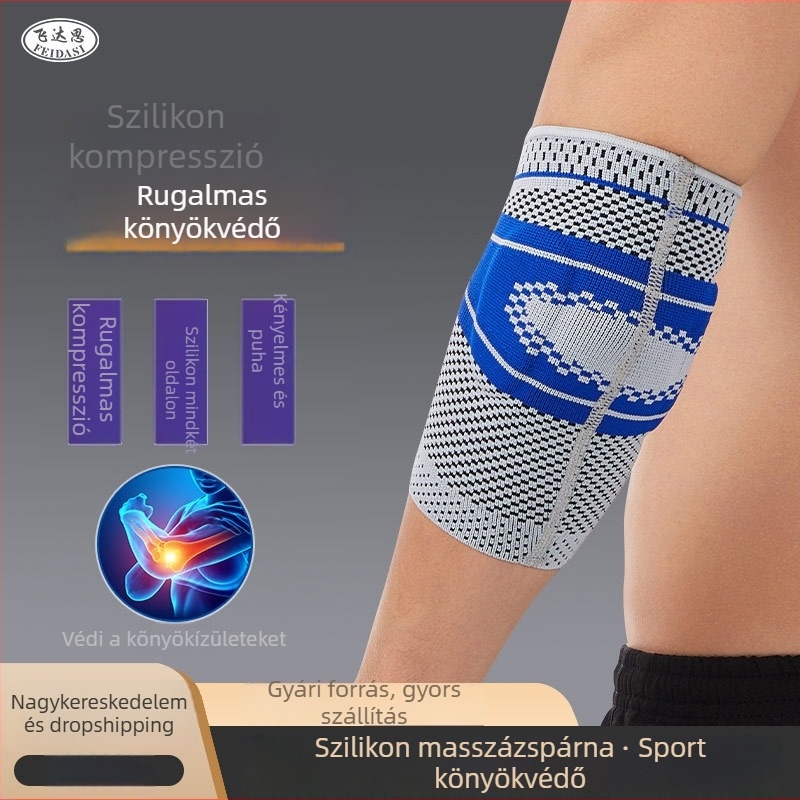 Sportkönyökvédő nylonból, lélegző szilikon párnázattal, kosárlabdára és tollaslabdára