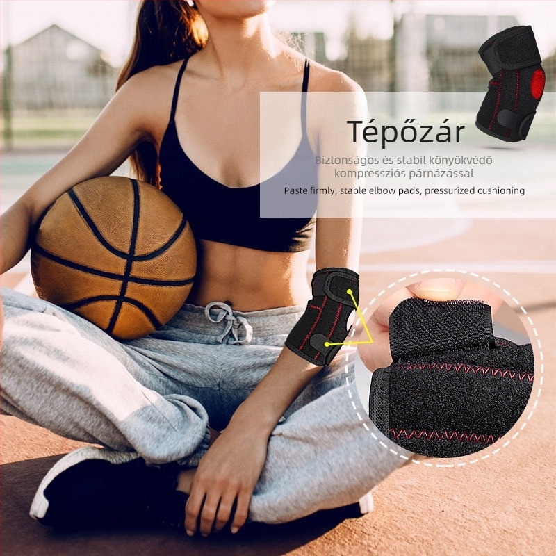Sport könyökvédők rugós támasztékkal, légáteresztő, állítható, kosárlabda és teniszezéshez