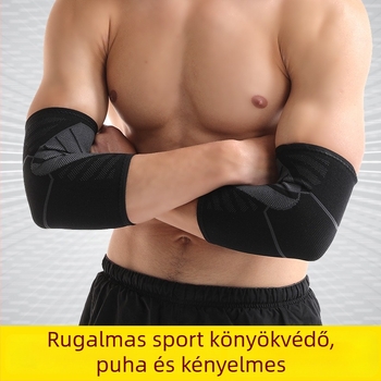 Kötött kompressziós könyökvédő szilikonnal kosárlabda, tollaslabda és tenis z számára – csúszásmentes, ütéscsillapító, állítható