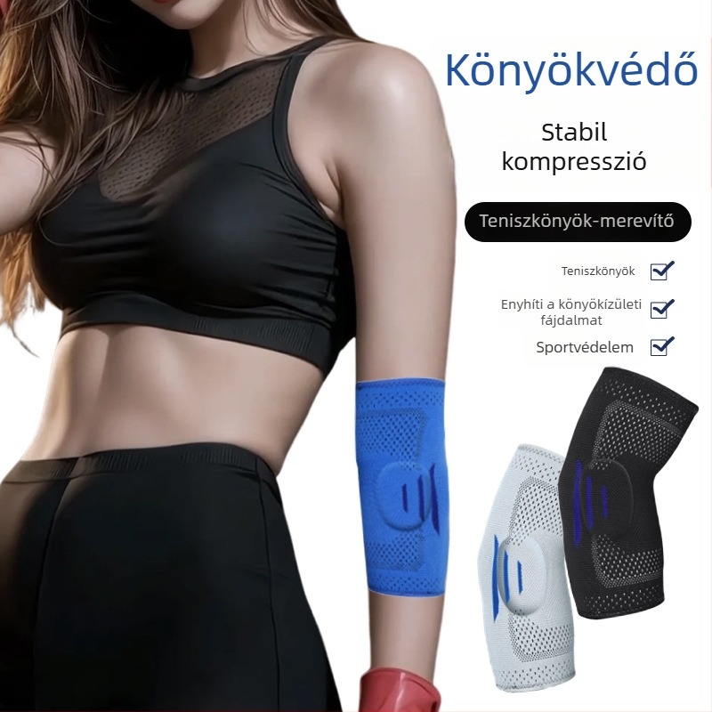 Sporthoz készült nyomásos könyökvédő nylonból – meleg könyökhüvely síeléshez, futáshoz és kosárlabdához, méretek S/M/L