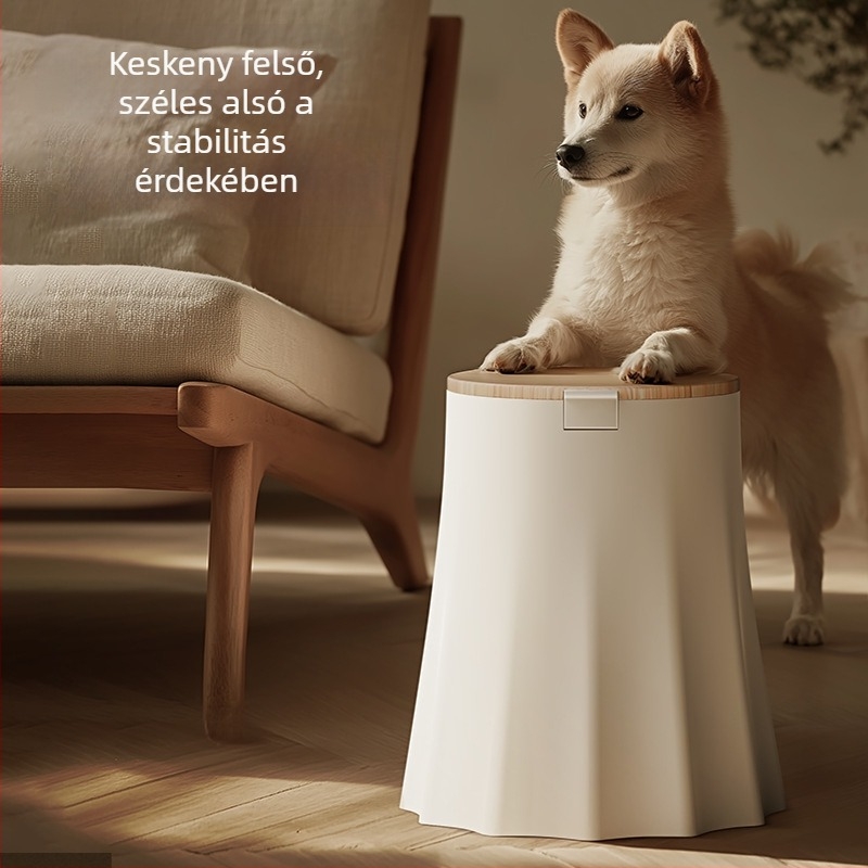 Skandináv stílusú fedeles szemetes, nyomófedelemmel, műanyag, hálószoba vagy fürdőszoba számára