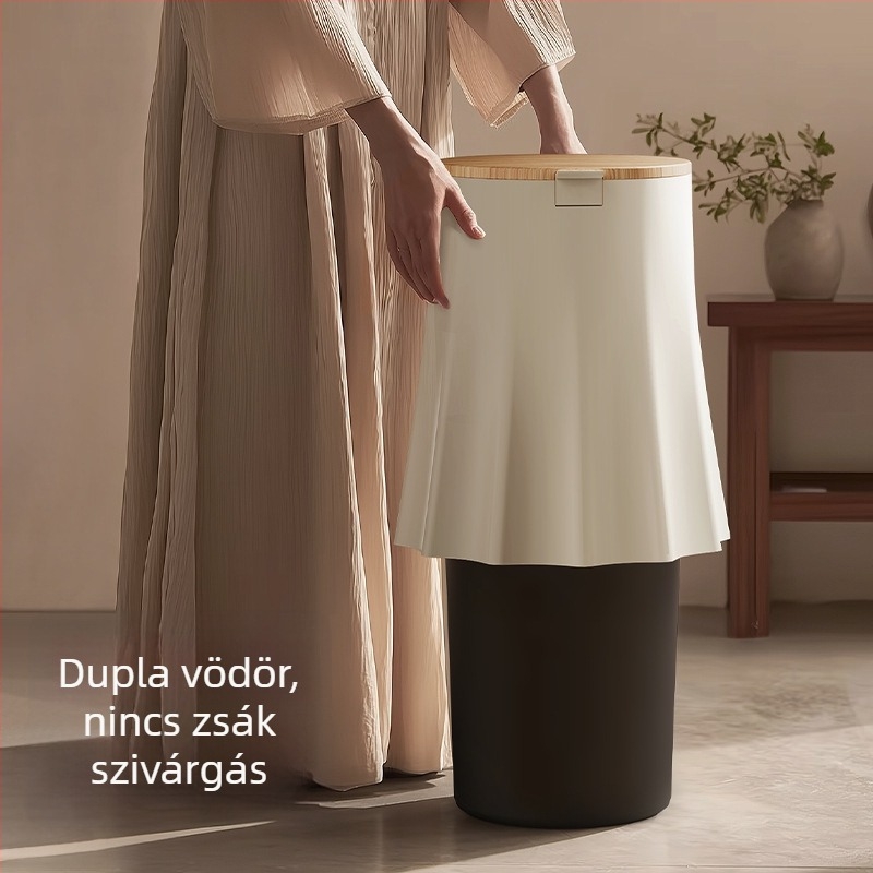 Skandináv stílusú fedeles szemetes, nyomófedelemmel, műanyag, hálószoba vagy fürdőszoba számára