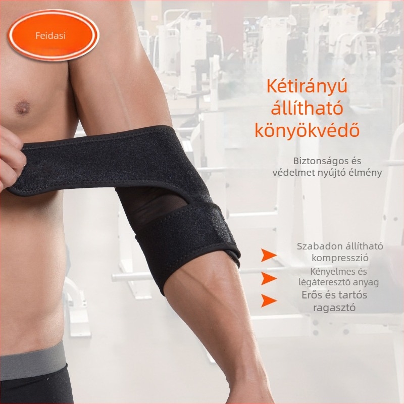 Sportos könyökvédő, légáteresztő, kültéri kosárlabdára és tollaslabdára, kétirányban állítható tekerhető könyökvédő