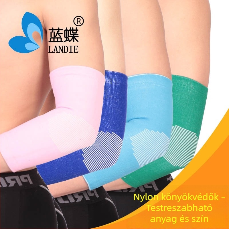 Blue Butterfly Nylon-spandex könyökvédő kompresszióval, minden sportág számára, méret 11×15 cm, felnőtteknek