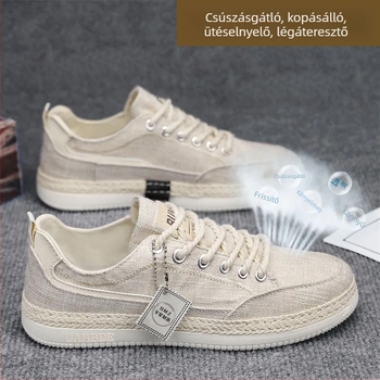 Férfi vászon slip-on cipők, könnyűek, lélegzőek és strapabírók, mindennapi viselethez
