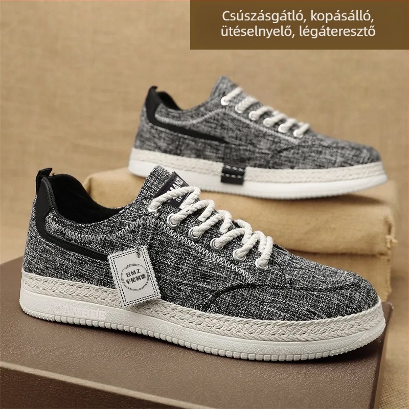Férfi vászon slip-on cipők, könnyűek, lélegzőek és strapabírók, mindennapi viselethez