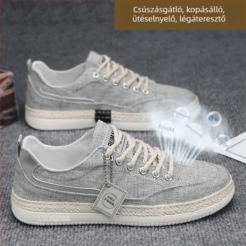 Férfi vászon slip-on cipők, könnyűek, lélegzőek és strapabírók, mindennapi viselethez