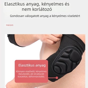 Vastagított szivacsos könyökvédő – ellenütközés védelem kosárlabda, futball és kerékpározás számára; univerzális méret, fekete