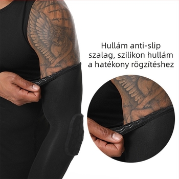Sport könyökvédő Lycra anyagból, magas rugalmasság, légáteresztő, gyorsan száradó, UV-védelem, méhsejt mintázat