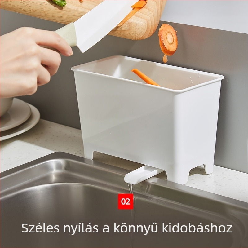 Négyszögletes konyhai hulladéktároló drenázs-szűrővel ételmaradékok és zöldségek mosásához