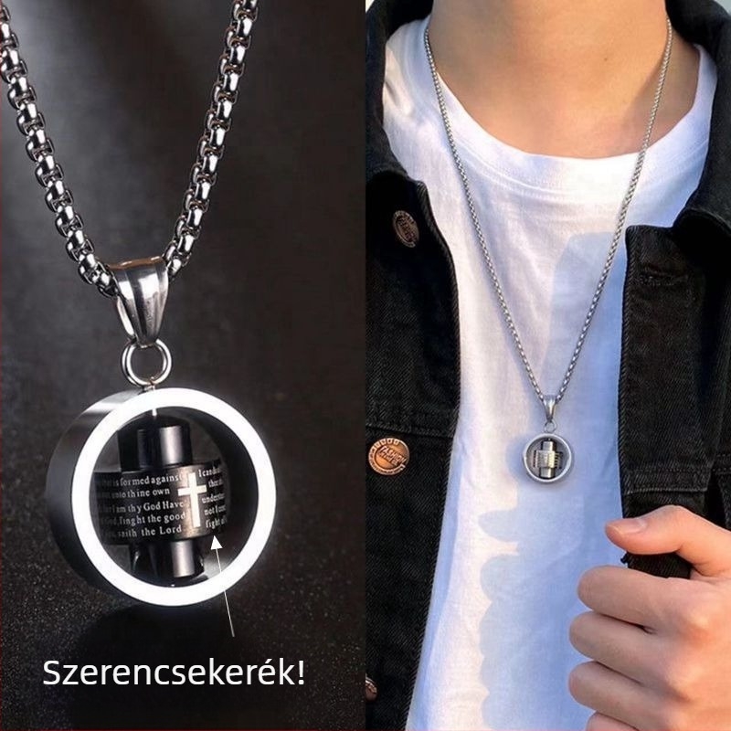 Férfiaknak szánt titánacél kereszt nyaklánc, hip-hop stílus, trendi minimalist design, hossz 51–80 cm