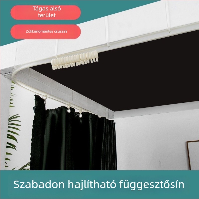 U-alakú ágyfüggöny kettős sínnel, kollégiumi ágyhoz, integrált íróasztal-függöny