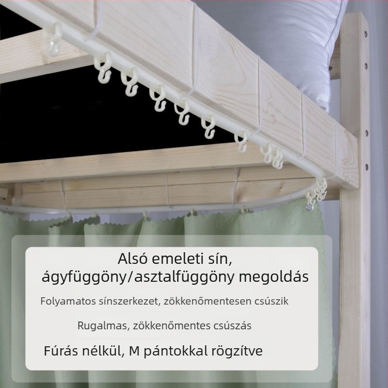 U-alakú ágyfüggöny kettős sínnel, kollégiumi ágyhoz, integrált íróasztal-függöny