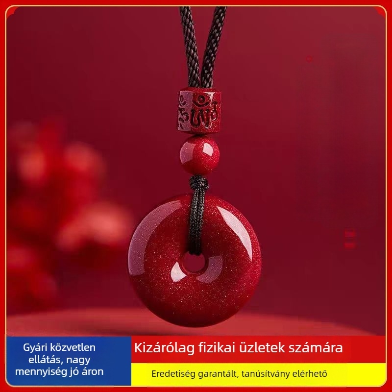 Természetes cinnabar uniszex medál, magas tisztaságú lila-arany homokkal, nyaklánc a születési évhez, ajándék ékszer nagykereskedelem