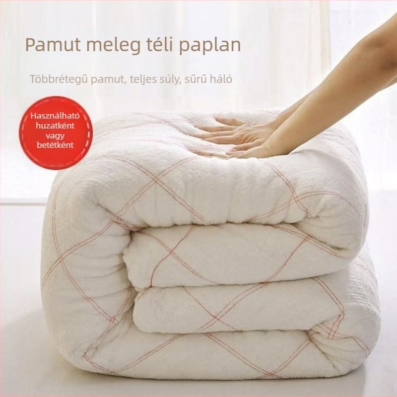 Egyetemi kollégiumi pamut ágynemű szett matracvédővel és belső töltettel, téli vastag, puha