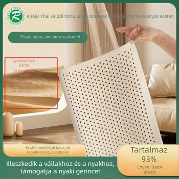 Természetes latex párna felnőttek és gyerekek számára, téglalap alakú, 10–15 cm magas, 1,0–1,5 kg súlyú, otthoni használatra, nyaki támasz