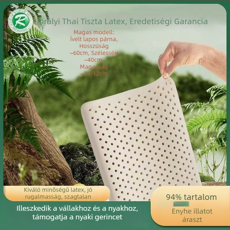 Természetes latex párna felnőttek és gyerekek számára, téglalap alakú, 10–15 cm magas, 1,0–1,5 kg súlyú, otthoni használatra, nyaki támasz