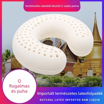 Thaiföldi természetes latexből készült U-alakú nyakpárna utazásokhoz és pihenéshez, nyaki gerinc-támogatáshoz