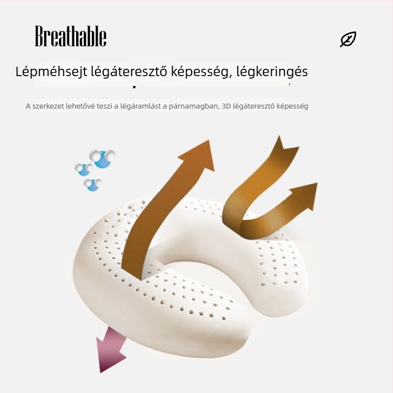 Thaiföldi természetes latexből készült U-alakú nyakpárna utazásokhoz és pihenéshez, nyaki gerinc-támogatáshoz