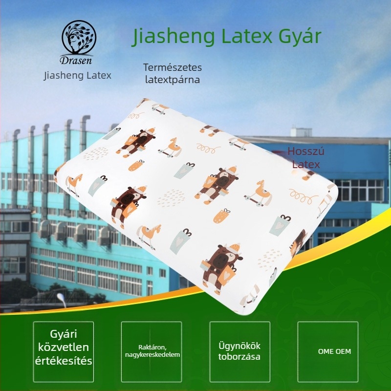 Gyerekeknek készült latex párna hullámos formával, 5–10 cm-es magasság, természetes latex >90% tartalom, 100% pamut huzat