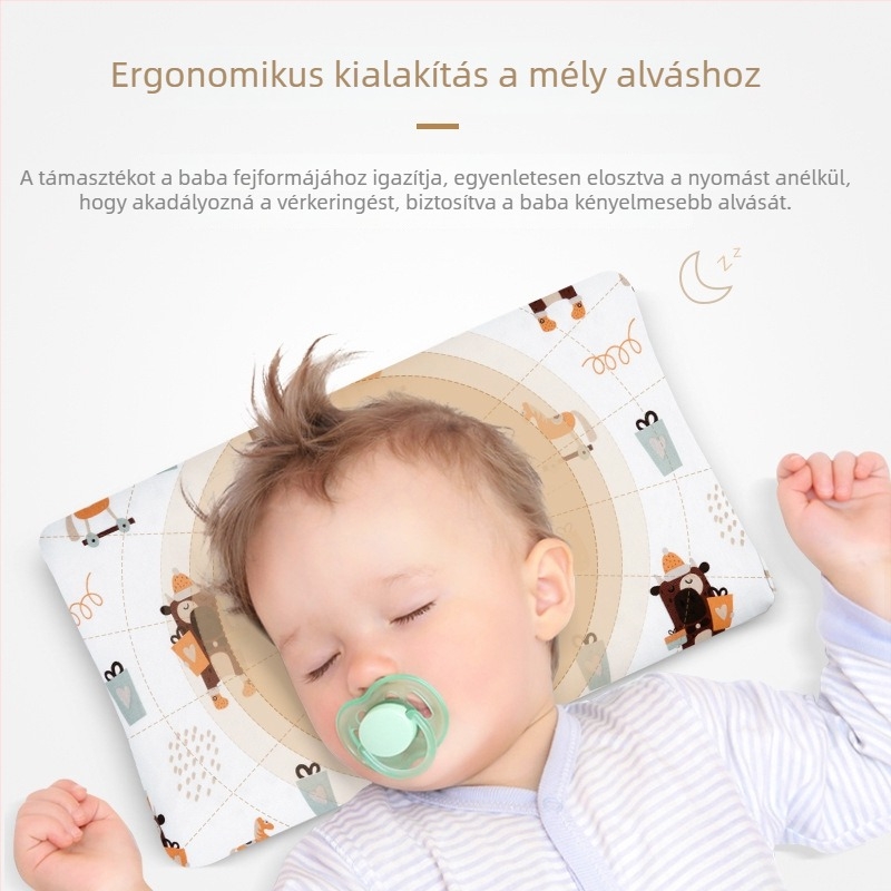 Gyerekeknek készült latex párna hullámos formával, 5–10 cm-es magasság, természetes latex >90% tartalom, 100% pamut huzat