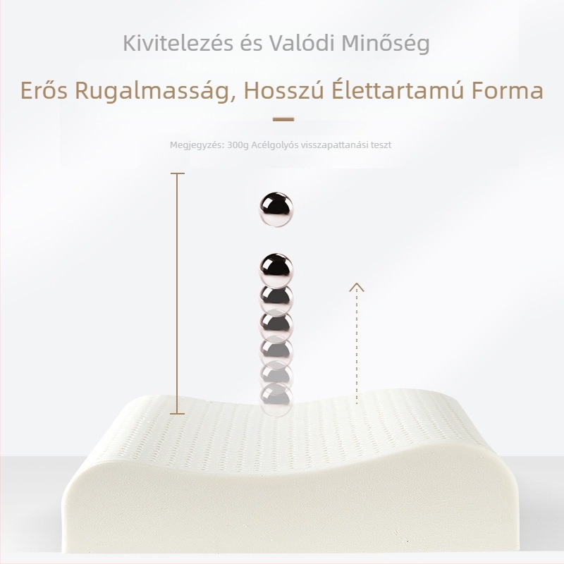 Természetes latex párna hullámos formájú, nyaki gerinc támogatás, felnőtteknek, magasság 10–15 cm