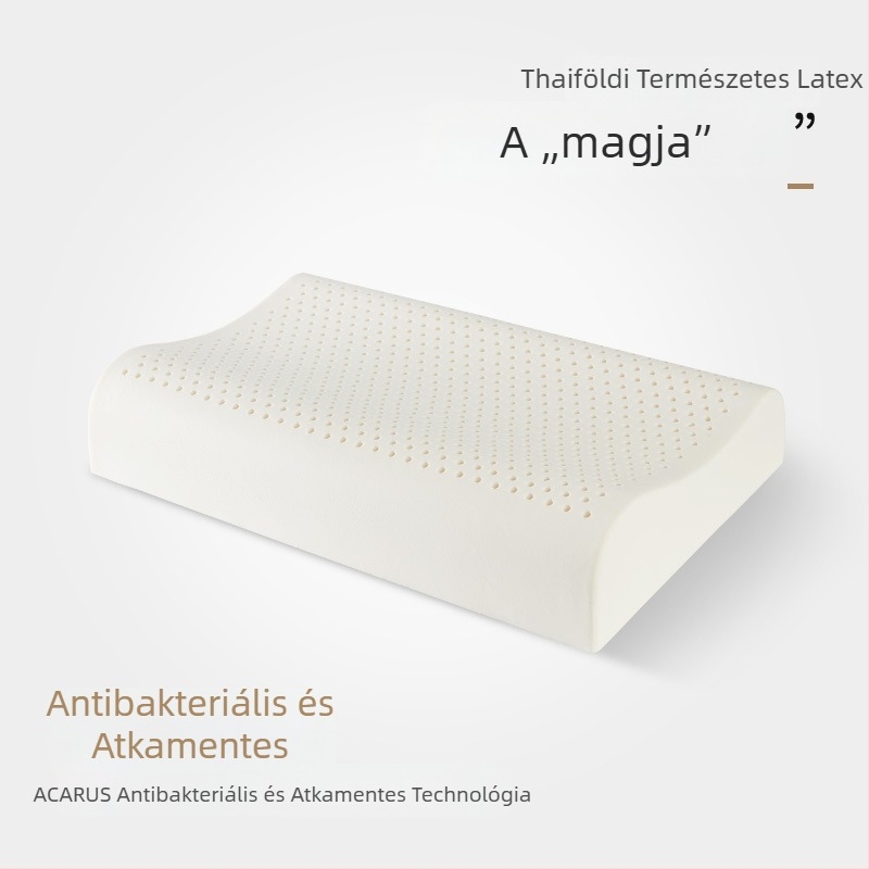 Természetes latex párna hullámos formájú, nyaki gerinc támogatás, felnőtteknek, magasság 10–15 cm