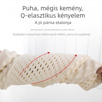 Természetes latexből készült párna nyaki gerinc-támogatással, puha és légáteresztő, 5–10 cm magas profil, felnőtteknek, latex tartalom 90% felett