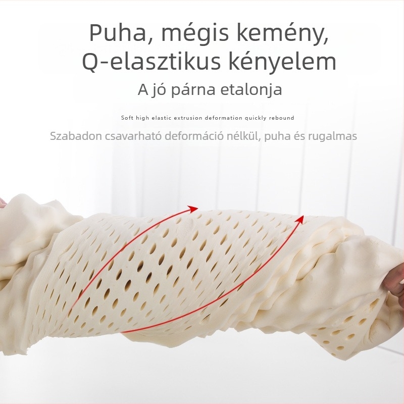 Természetes latexből készült párna nyaki gerinc-támogatással, puha és légáteresztő, 5–10 cm magas profil, felnőtteknek, latex tartalom 90% felett