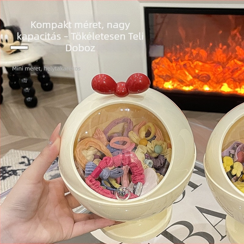 Szabadalmaztatott hajgumi tároló doboz fedővel, asztali kozmetikai szervező, vastított kivitel, testreszabható