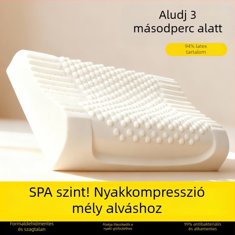 Természetes latexből készült hullámos párna a nyaki gerinc támogatására, felnőtteknek, magassága 10–15 cm