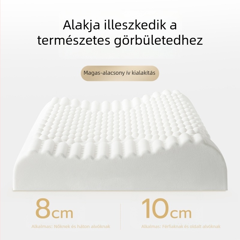 Természetes latexből készült hullámos párna a nyaki gerinc támogatására, felnőtteknek, magassága 10–15 cm
