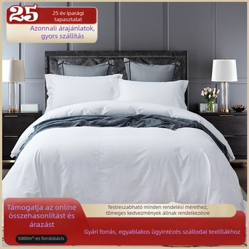 60 szálas pamut satin hotel ágynemű készlet, négy darab, fehér