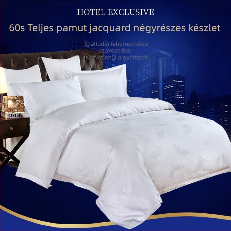 Ötcsillagos hotelminőségű ágyneműkészlet 100% pamutból, jacquard szövésű négy darabos készlet dunyha- és párnahuzattal, minden évszakhoz, 1,2 m-es ágyhoz