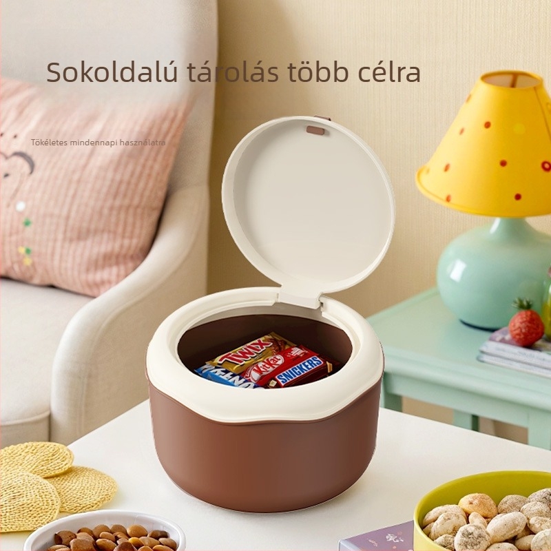 Kompakt asztali szemetes, aranyos, nyomógombos fedéllel, mini tároló irodai használatra