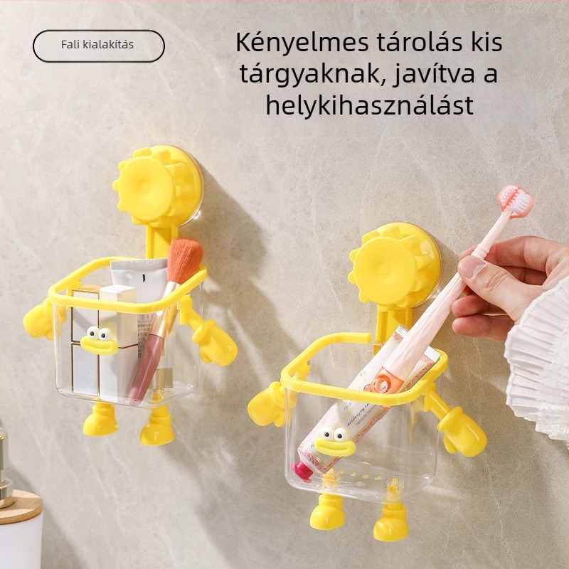 Fali fürdőszobai szemetes vákuumos rögzítéssel, mini, aranyos dizájn arc-törölközők tárolására