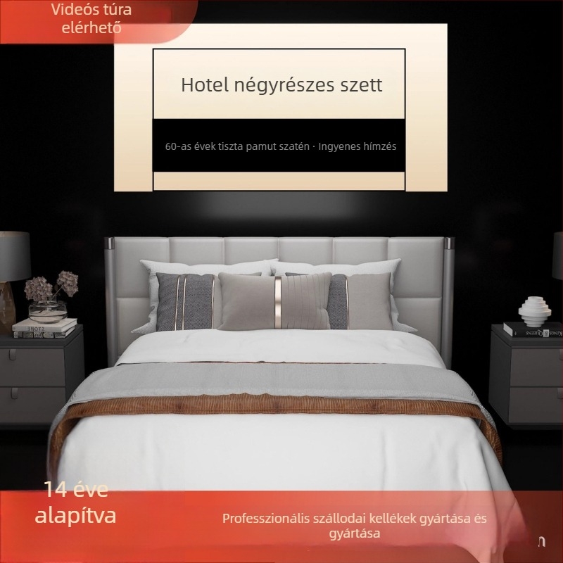 100% pamut hotel négy részes ágyneműkészlet fehér szatén csíkkal – paplanhuzat, lepedő és két párnahuzat