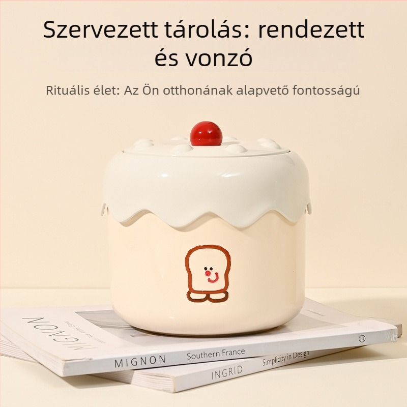 Aranyos asztali szemetes, kompakt kivitel, fedeles, ideális az íróasztalhoz, hálószobához vagy kollégiumba
