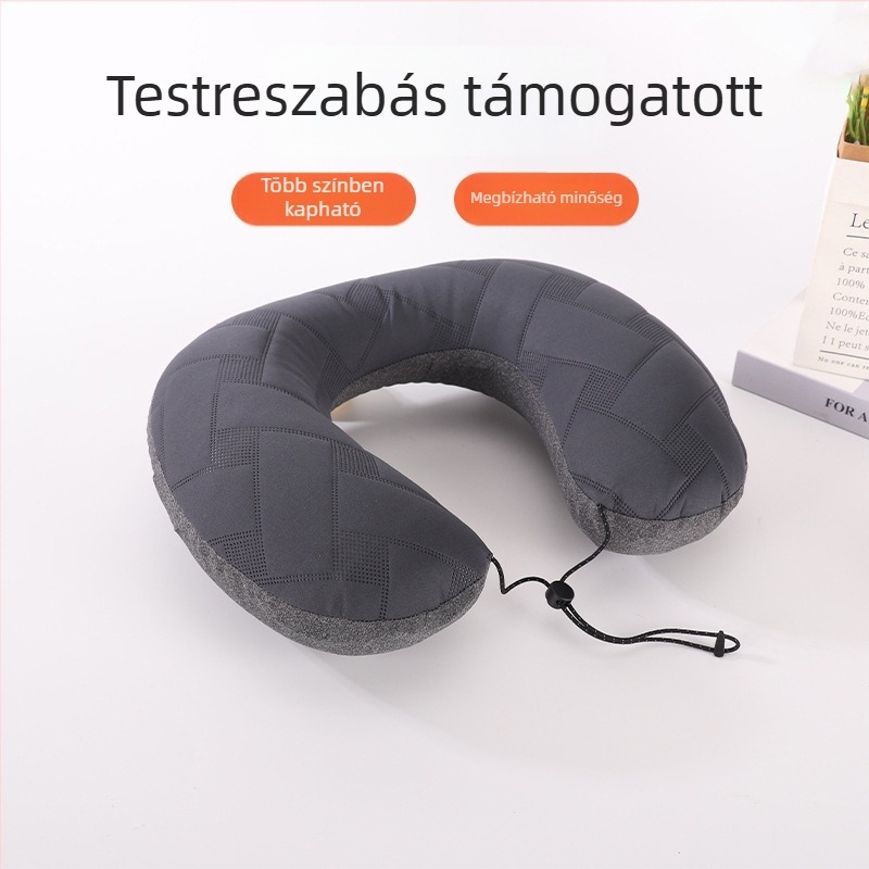 U-alakú, felfújható nyakpárna, hordozható autóhoz és repülőhöz, utazási párna