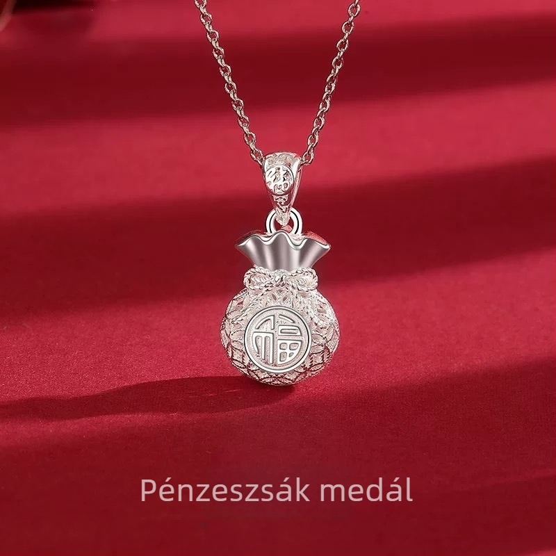 Női pénztárca alakú nyaklánc, háromdimenziós filigrán medállal, modern kínai stílusban