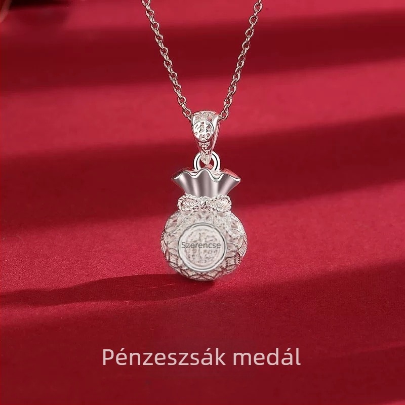 Női pénztárca alakú nyaklánc, háromdimenziós filigrán medállal, modern kínai stílusban