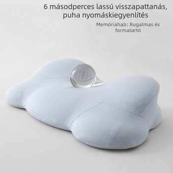 Felhő alakú memóriahabos nyakpárna nyaki gerinc-támogatással, 100% pamut huzattal, alkalmas oldalt- és hasalt alváshoz, diákoknak és felnőtteknek