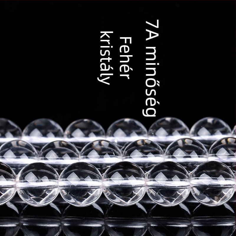 7A minőségű természetes fehér kristály szabad gyöngyök DIY ékszerekhez, kör alakú, jégkristály hatás