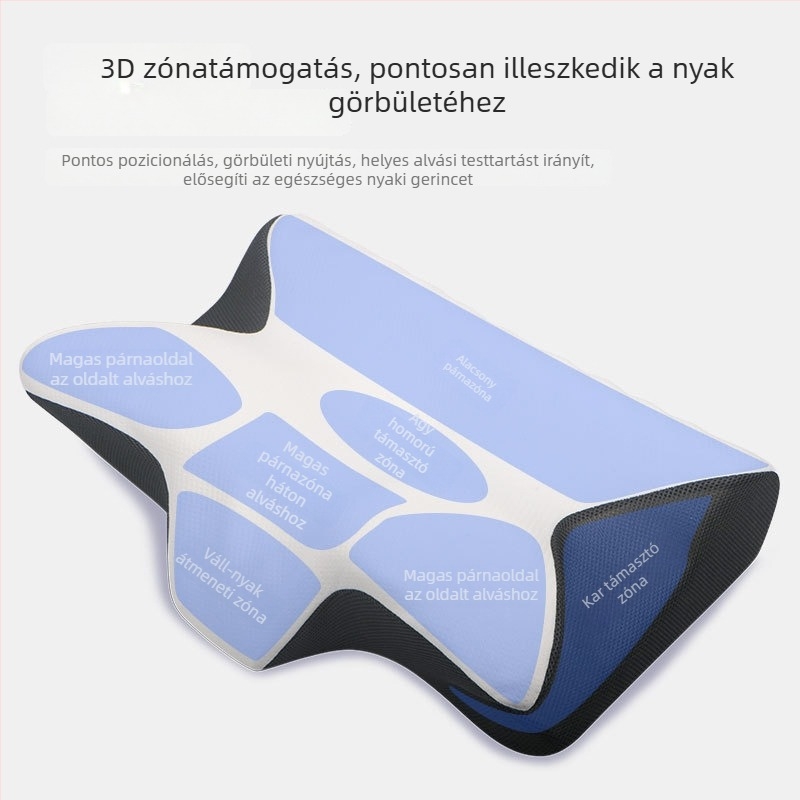 Horn formájú memóriahabos párna a nyaki támaszért — lassú visszaalakulás, különleges forma