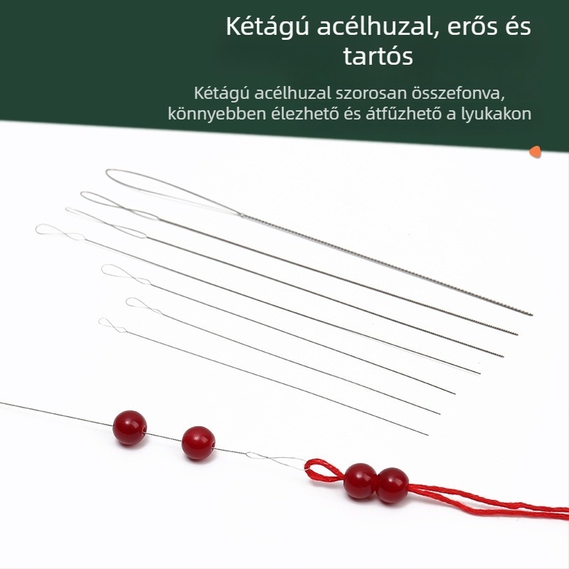 Extra vékony gyöngyfűző tűk nagy szemmel, csavarodó kialakítású — DIY ékszerkészítő eszközök