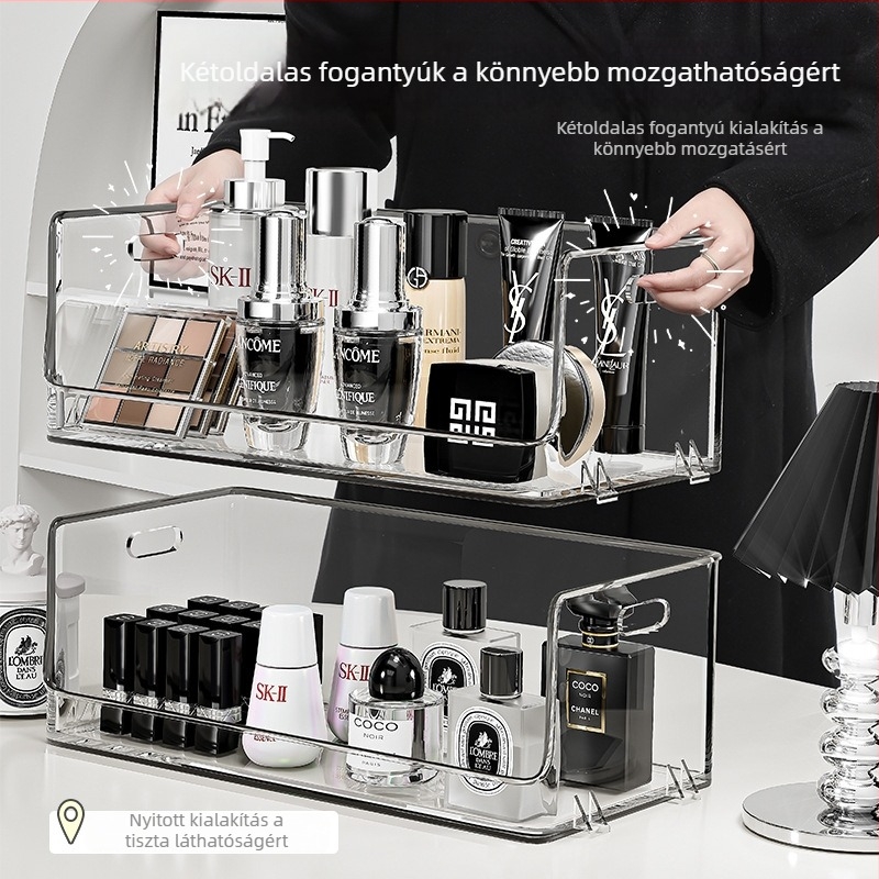 Asztali kozmetikai szervező, nagy kapacitású, bőrápolási rendező, rúzs- és parfüm kiállító állvány