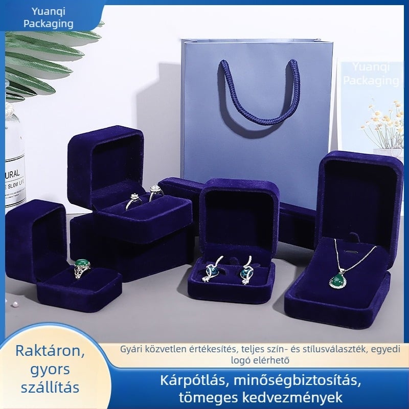 Elegáns velúr ékszerdoboz fülbevalókhoz, nyakláncokhoz és gyűrűkhöz