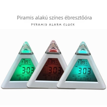 Diákoknak tervezett piramiskialakú ébresztőóra – kreatív háromszög alakú éjszakai világítással és színváltó kijelzővel
