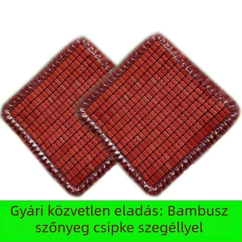 Bambusz autóülés párna csipkés szegéllyel, négyszögletes, 46×46 cm